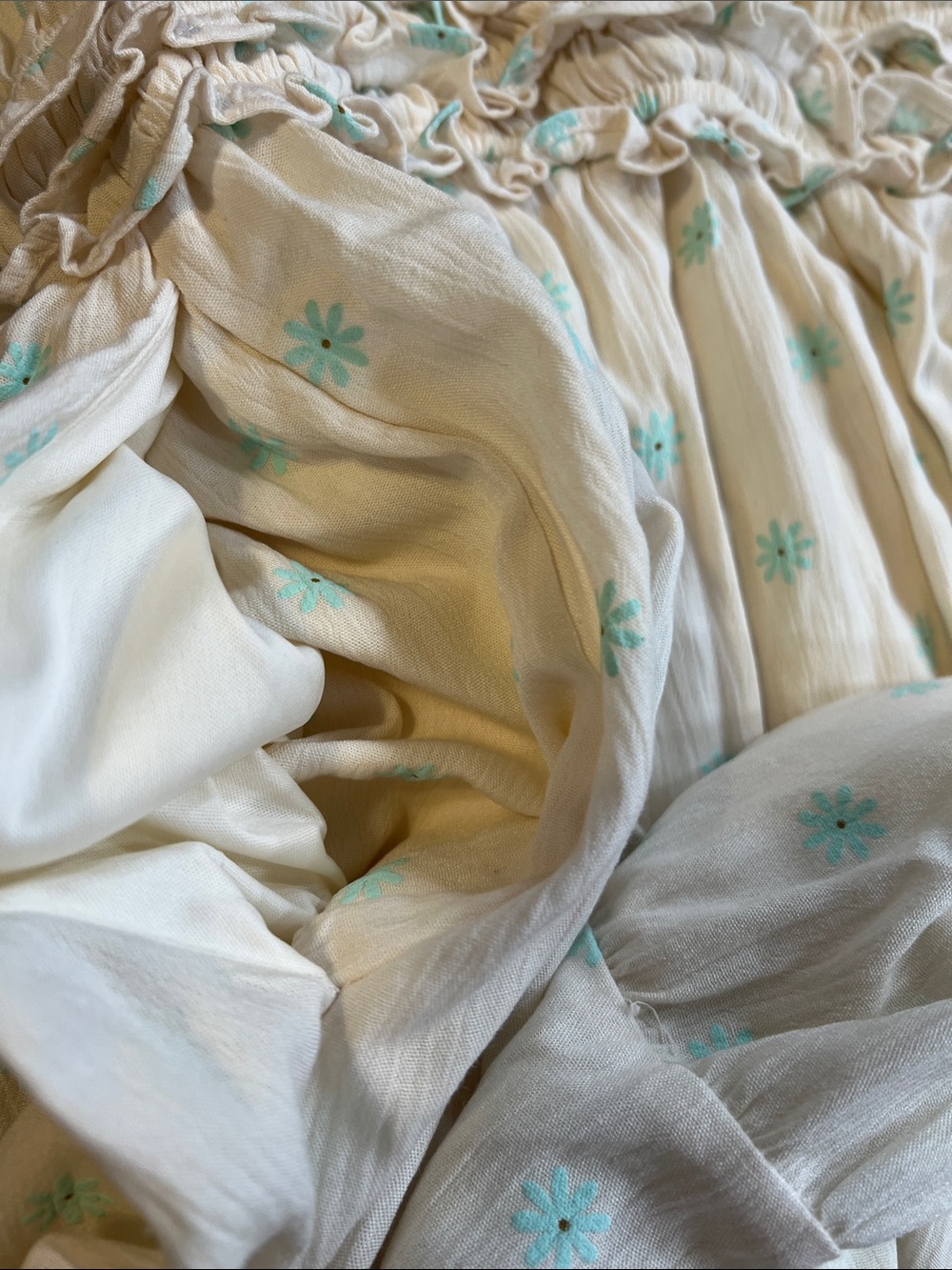 TORRID Cream Smocked Waist Midi Dress Delicate Blue Floral Print. Size 3. - Picture 8 of 16